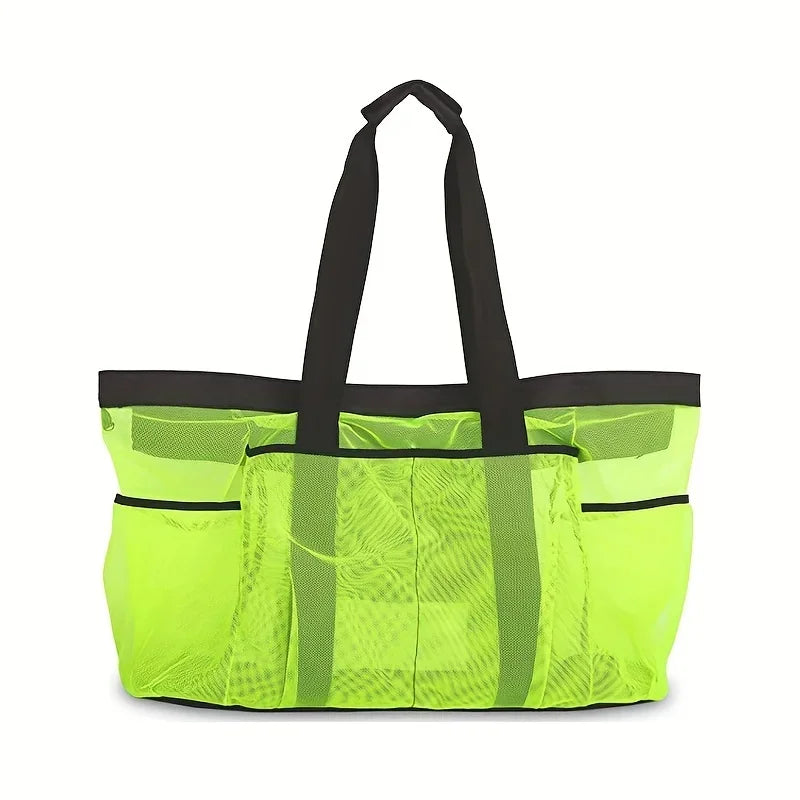 Extra Large Mesh Beach Bag – Multi-Pocket Tote for Gym & Travel Mesh Tote Bag HIP C799-Green