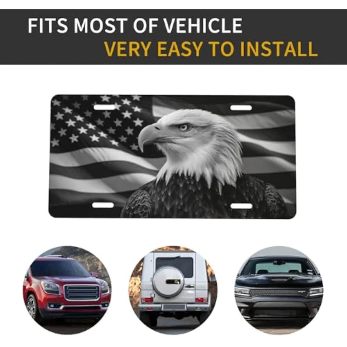 Bald Eagle American Flag License Plate – Aluminum USA Pride Decorative License Plate HIP