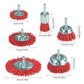 High Efficiency Nylon Polishing Brush Cleaning Brush with Handle Steel Wire Wheel Brush Rust Removal Drill Bit Rotary Tool Brush HIP 6pcs Set