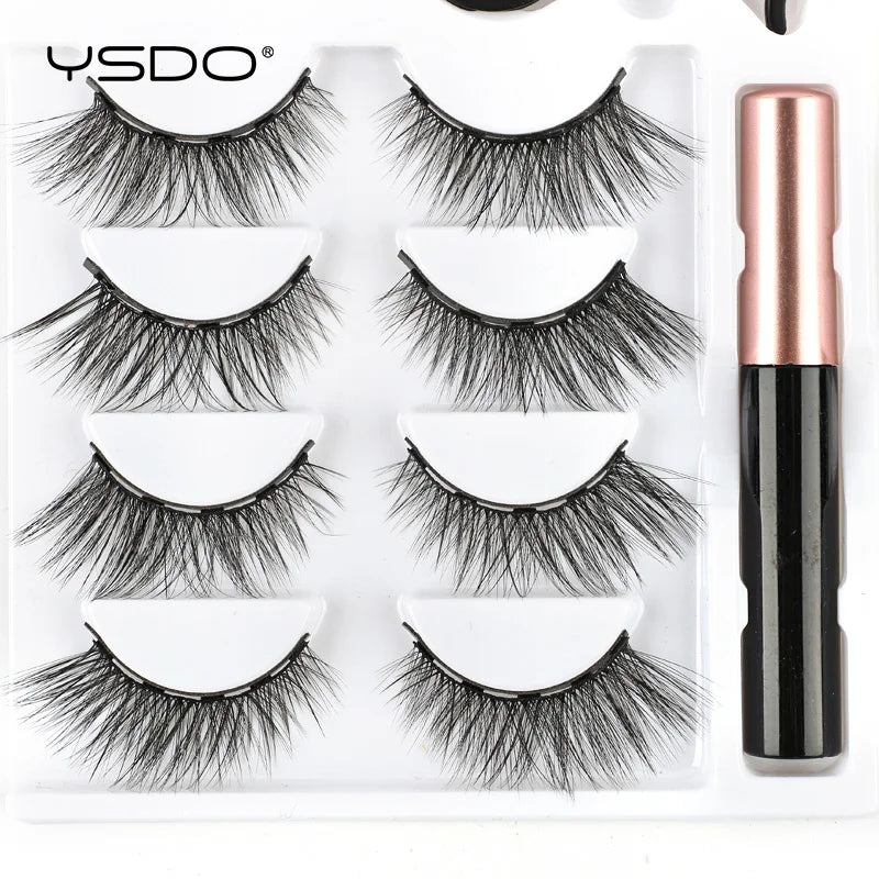 1/3/4 Pcs Magnetic Eyelashes Natural Long 3D Mink Lashes Makeup Soft Magnetic False Eyelashes Eyeliner Tweezers Sets Fake Lashes HIP