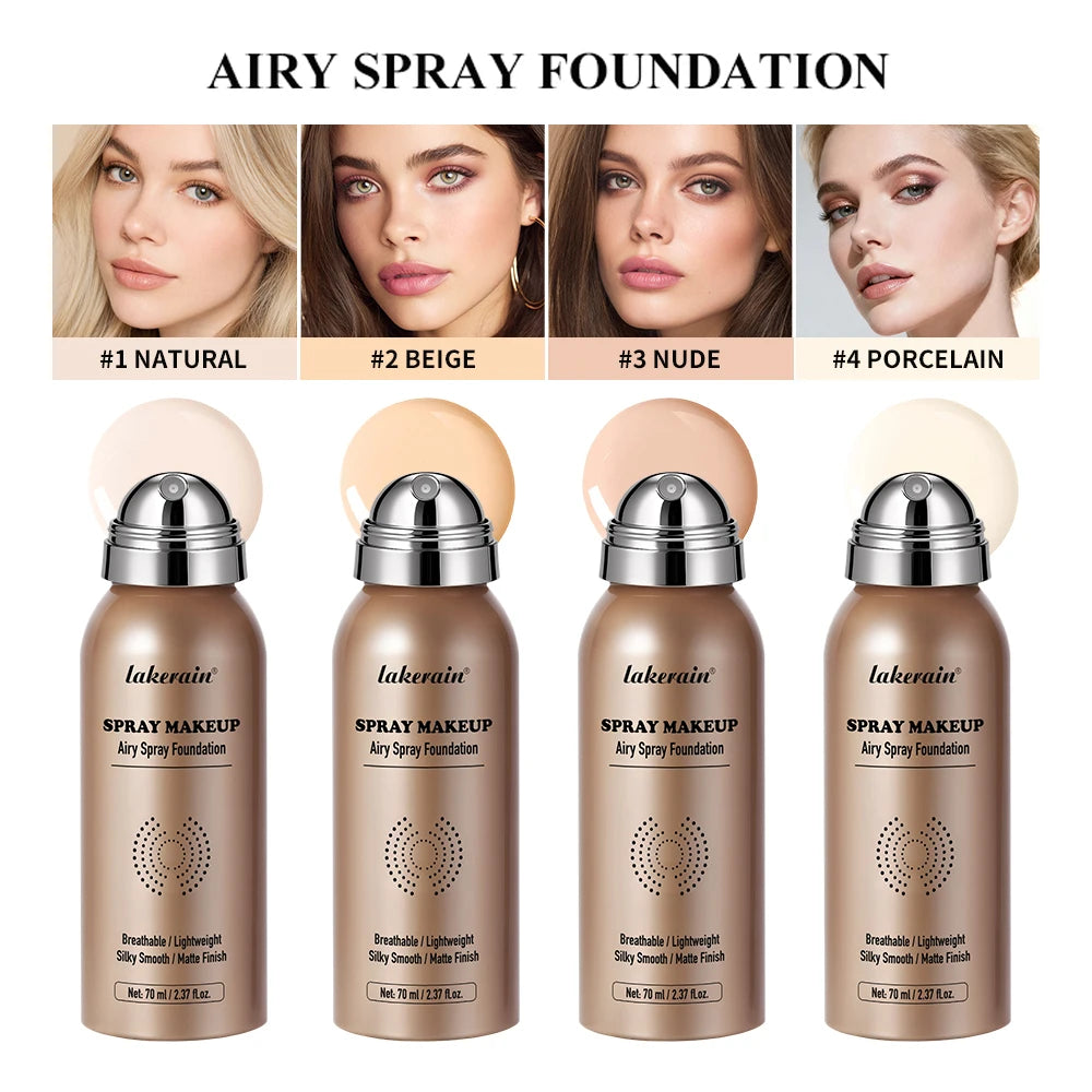 2pcs Spray Foundation With Brush Magic Airbrush Makeup 70ml Long Lasting Water proof Oil Control Matte Full Coverage HIP