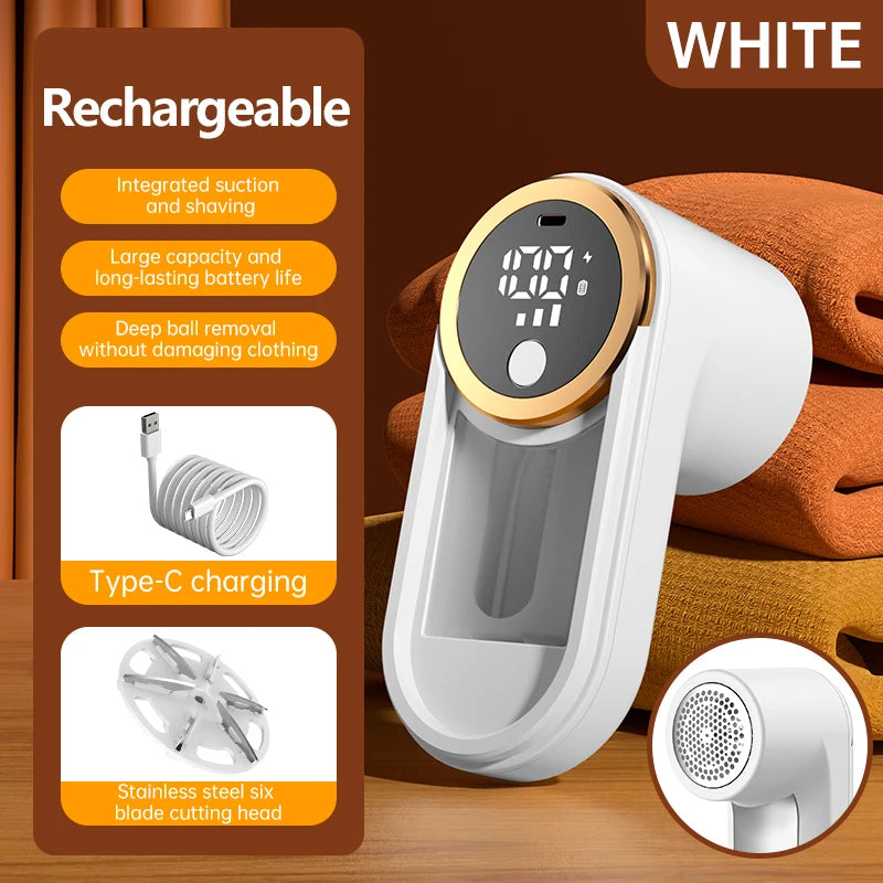 Portable Electric Lint Remover & Fabric Shaver with LED Display Electric Lint Remover HIP WHITE