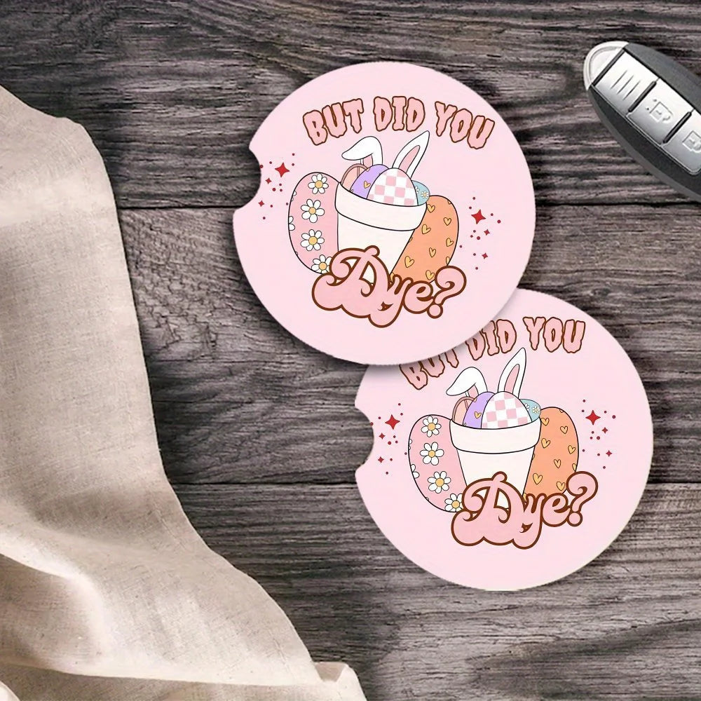 2-Pack Easter Bunny & Egg Acrylic Car Coasters | HIP Car Coaster Set HIP