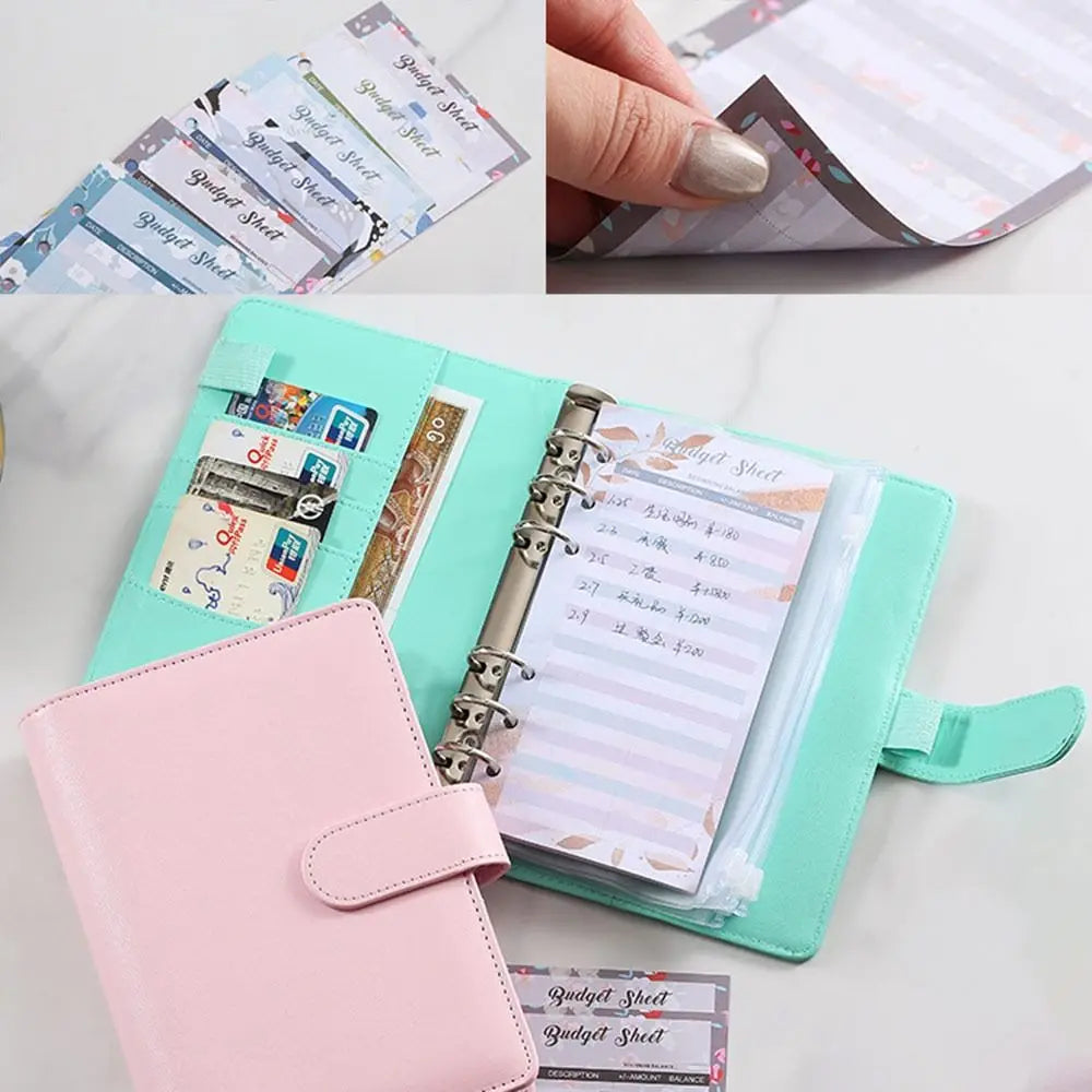 A6 Cash Budget Planner Binder | PU Leather & Zipper Envelopes Budget Planner Binder HIP