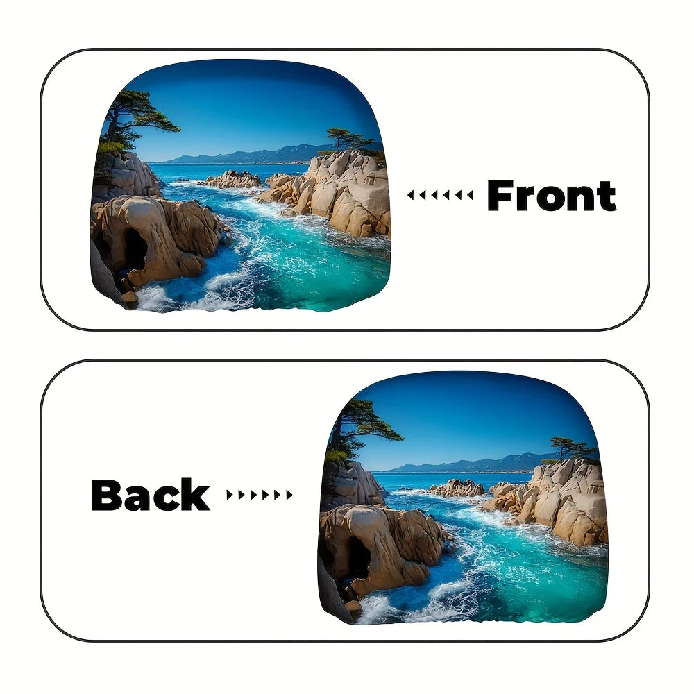 Car Headrest Covers Set of 2 – Coastal Ocean Waves Design Car Headrest Covers HIP