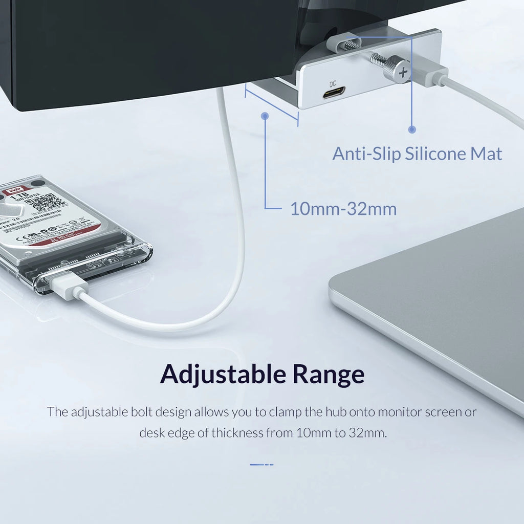 6-in-1 Clip-On USB 3.0 Hub 5Gbps – Aluminum + TF Card Slot USB Hub HIP