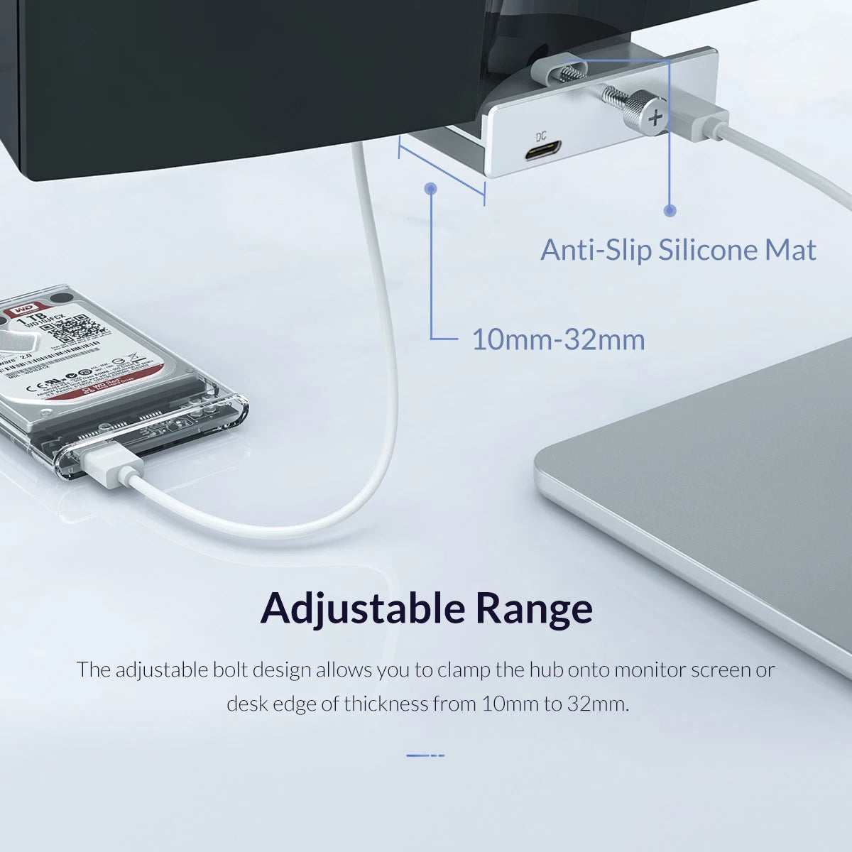 6-in-1 Clip-On USB 3.0 Hub 5Gbps – Aluminum + TF Card Slot USB Hub HIP