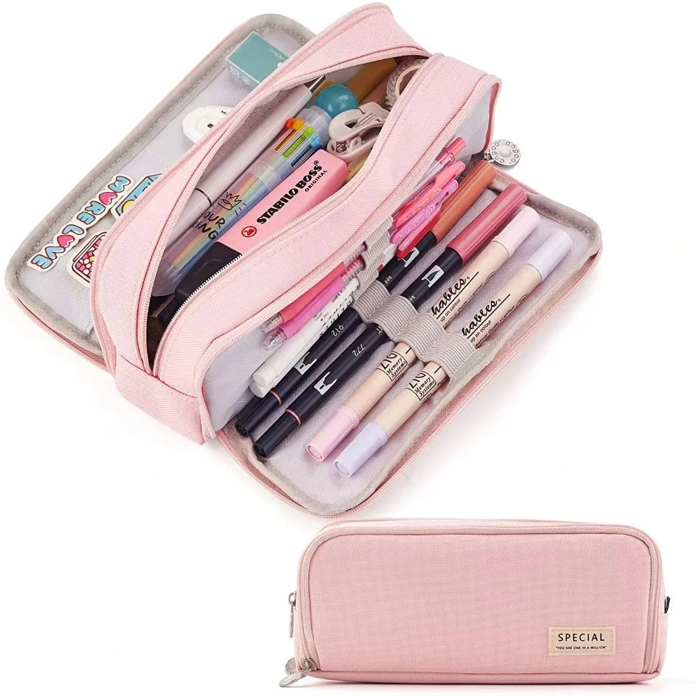 Large 3-Compartment Pencil Case – Oxford Fabric Pen Bag Pencil Case HIP