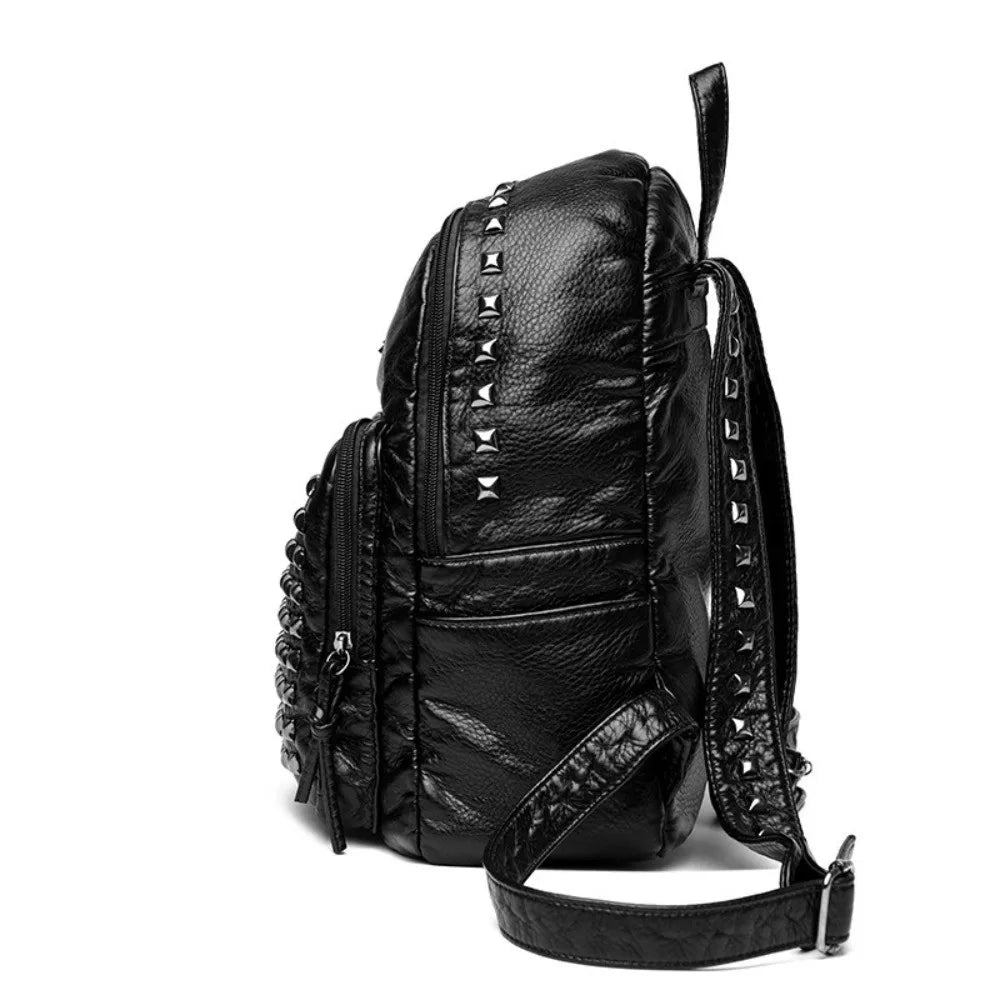 Luxury Rivet Punk PU Leather Backpack – Unisex Large Capacity PU Leather Backpack HIP