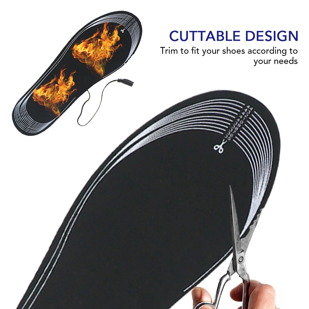 Heated Insole for Men Women Cuttable USB Powered Electric Heating Shoe Inserts Foot Warmers for Winter Camping Skiing Cycle HIP