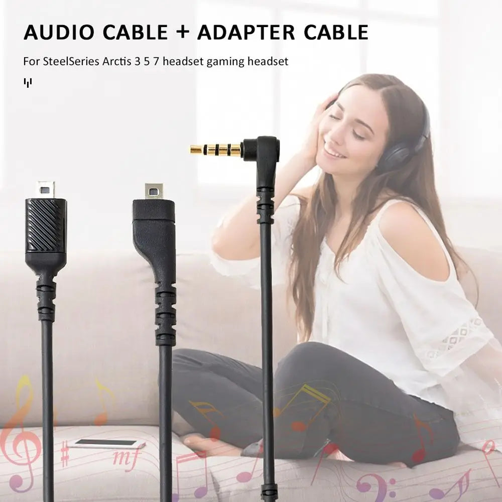 OFC Replacement Aux Cable for SteelSeries Arctis 3 5 7 Pro Headset Audio Cable HIP