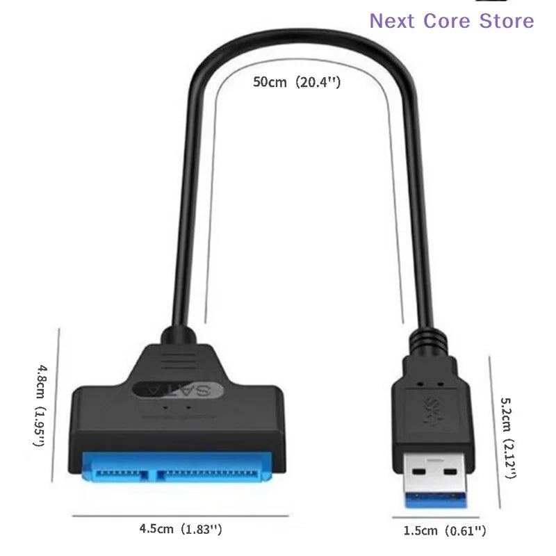 USB 3.0 to SATA Adapter Cable for 2.5" SSD & HDD Drives SATA USB Adapter HIP