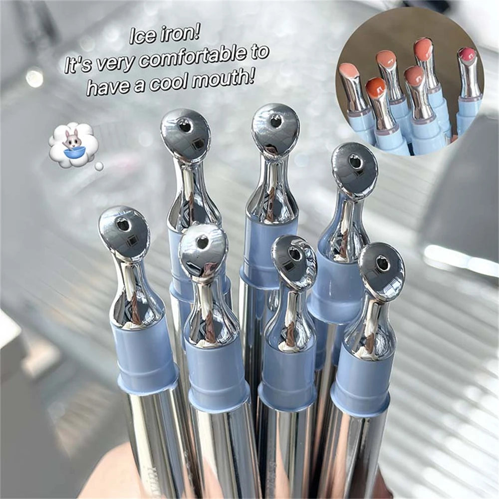 Metal Head Ice Diamond Essence Lip Tint Mirror Water Light Glass Lip Gloss Reduce Lip Wrinkles Moisturizer Lips Pluming Care HIP