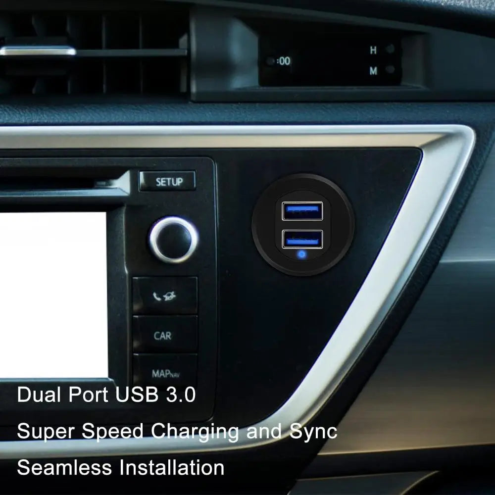 Dual Port USB 3.0 Flush Mount Dashboard Panel Cable – LED Flush Mount USB Cable HIP