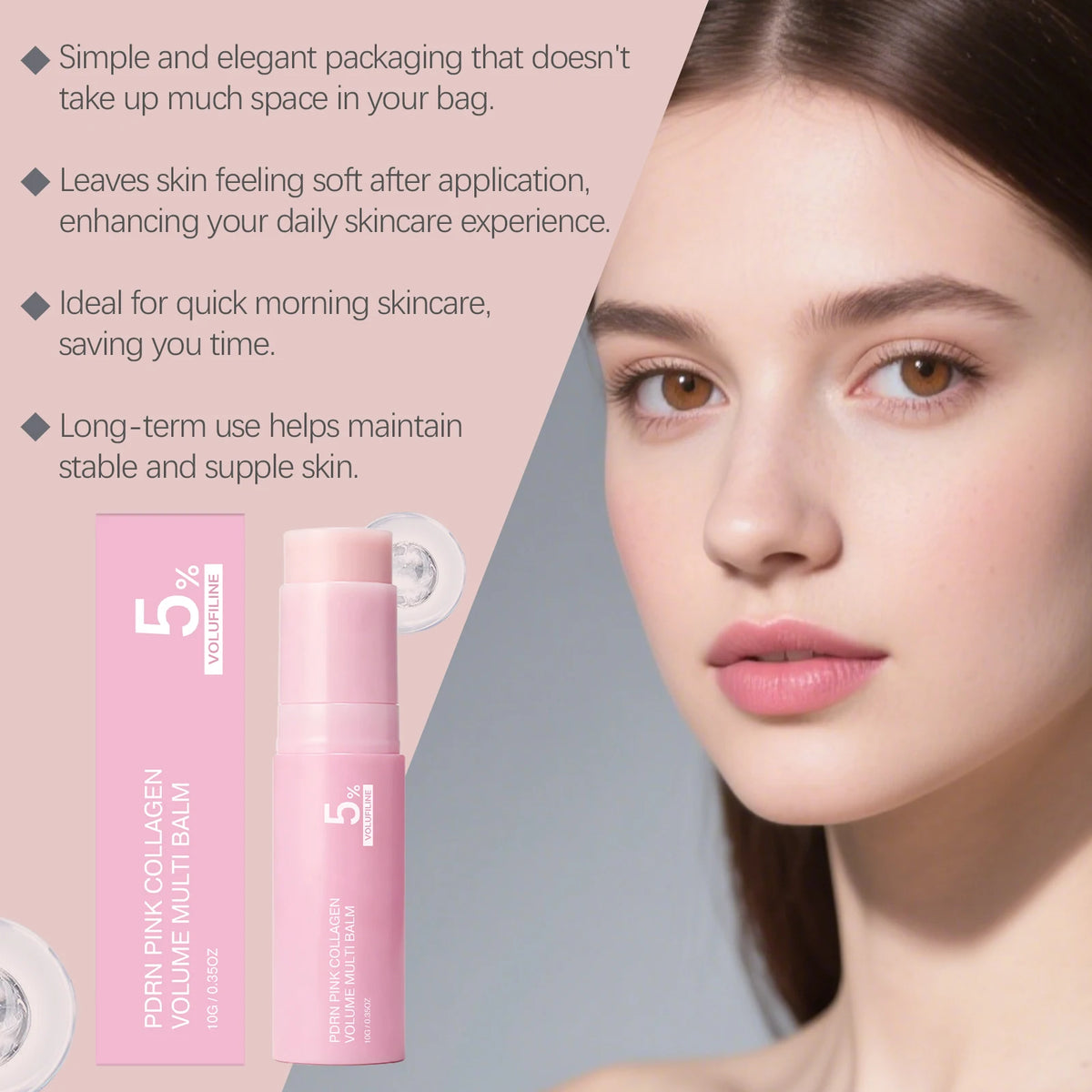 PDRN Pink Collagen Balm Stick – 5% Volufiline Plumping Glow Collagen Balm Stick HIP