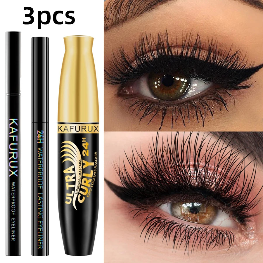 KAFURUX 3-Piece Waterproof Eye Makeup Set – Liner, Mascara Eye Makeup Set HIP