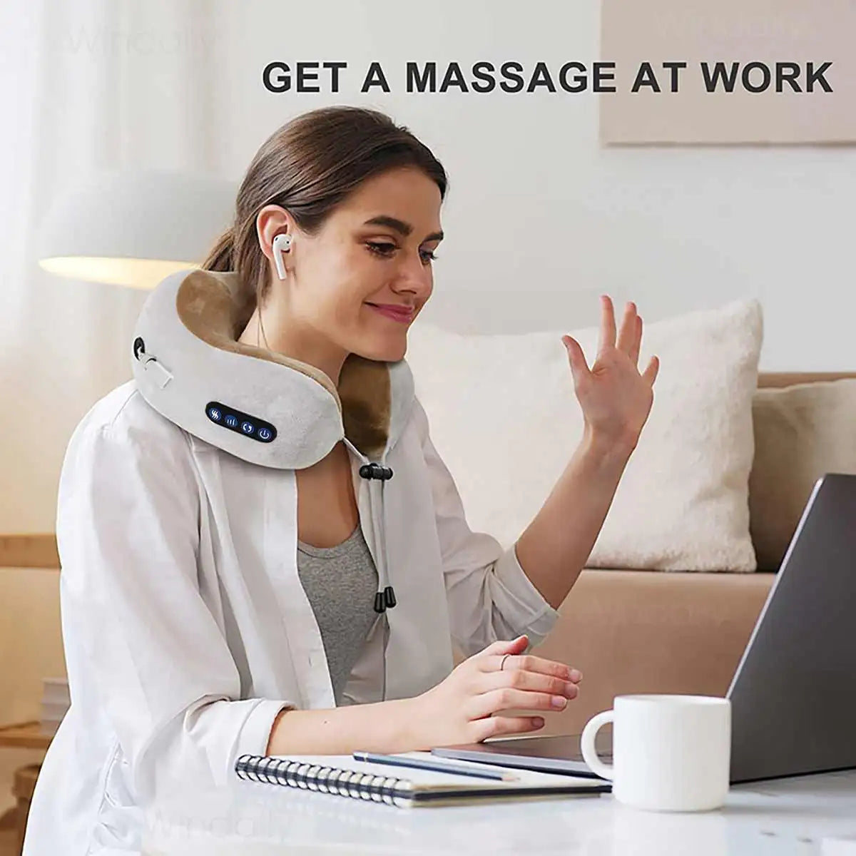 PAQIN U-Shape Neck & Shoulder Vibrating Massager USB Neck Pillow Massager HIP