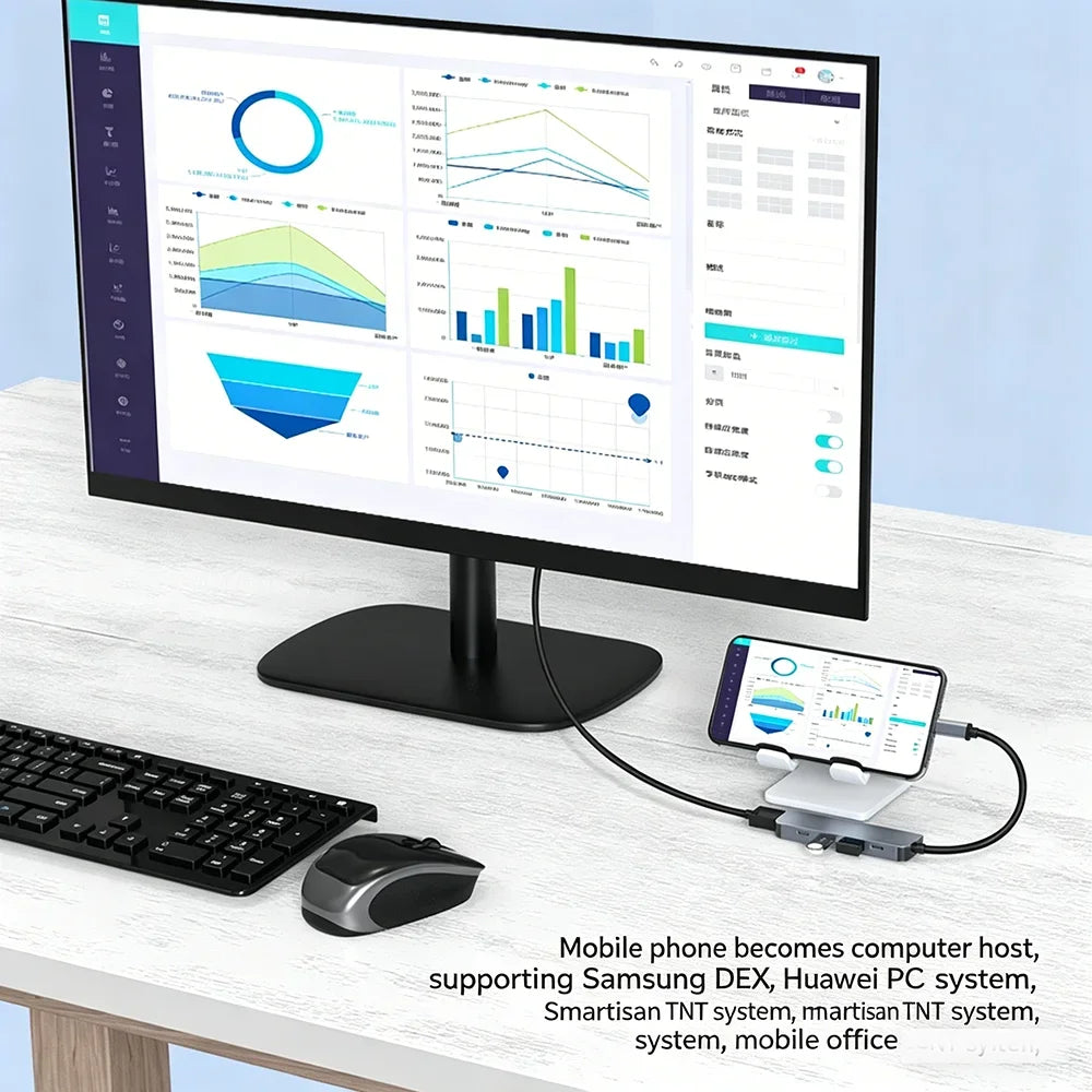 KEBIDUMEI 5-in-1 USB-C Hub – 4K HDMI, USB 3.0 & 100W PD USB-C Docking Station HIP