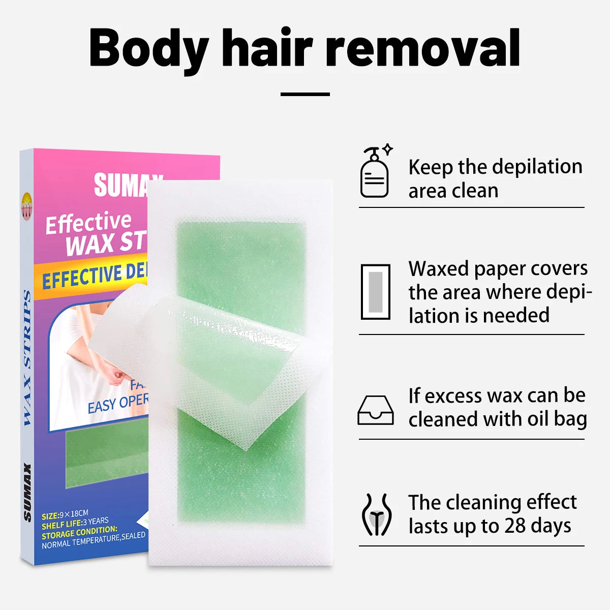 5pcs Rapid Effective Wax Strips for Hair Removal Double-Side Long Lasting Depilation Women Safe Paper For Legs/Bikini/Arm/Neck HIP