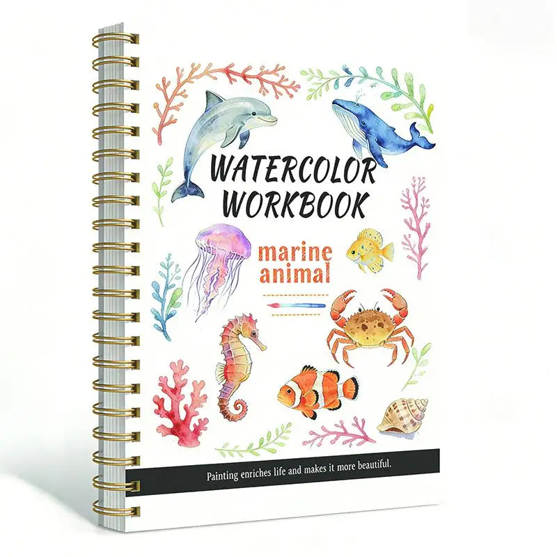 Spiral Bound Watercolor Flower Workbook – Thick Cotton Paper Watercolor Sketchbook HIP A4