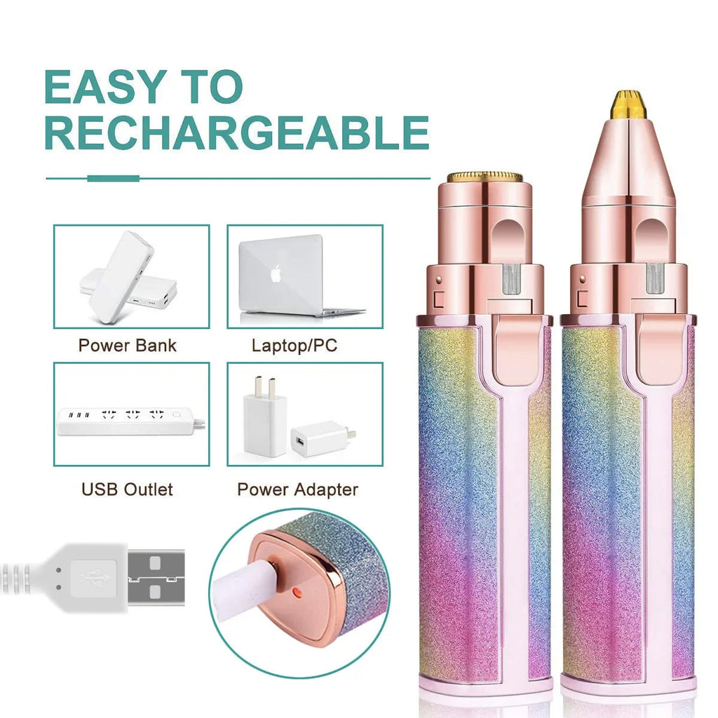 2-in-1 Rechargeable Facial Hair Remover & Eyebrow Shaver LED Facial Hair Remover HIP