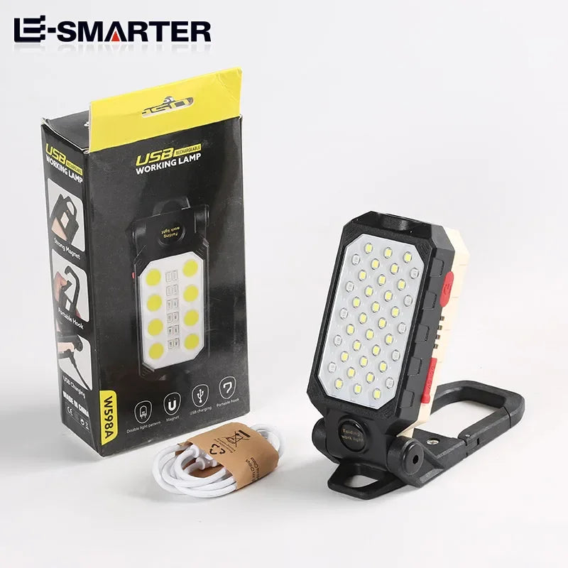 ESMARTER COB USB Rechargeable Work Light Flashlight 350+ Lm Rechargeable Work Light HIP W598B (small 28LED)