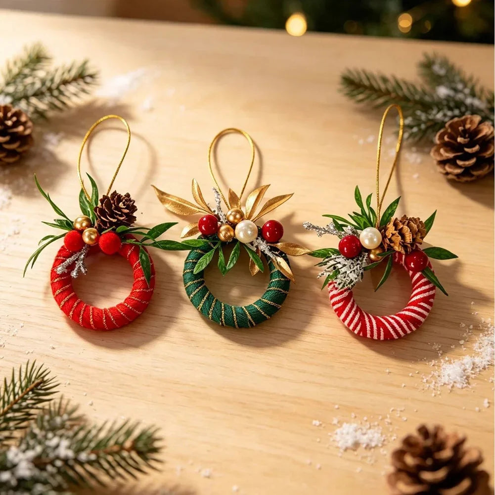 With Bell Merry Christmas Wreath Pendant Car Door Hanging Decoration Xmas Party Christmas Tree Decor Accessories HIP