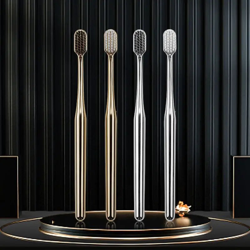 Luxury Soft Toothbrush Men Women Adult Tooth Brush Gold Silver Dental Brushes Elegance Gentle Toothbrushes Drop Shipping HIP