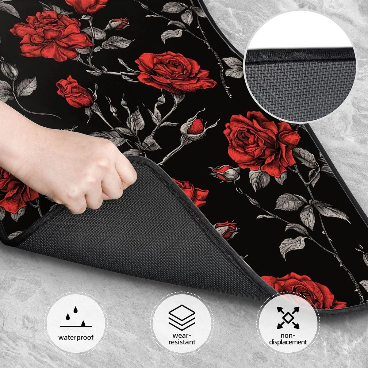 Red Rose Floral Car Floor Mats – 4-Piece Universal Set Car Floor Mats HIP
