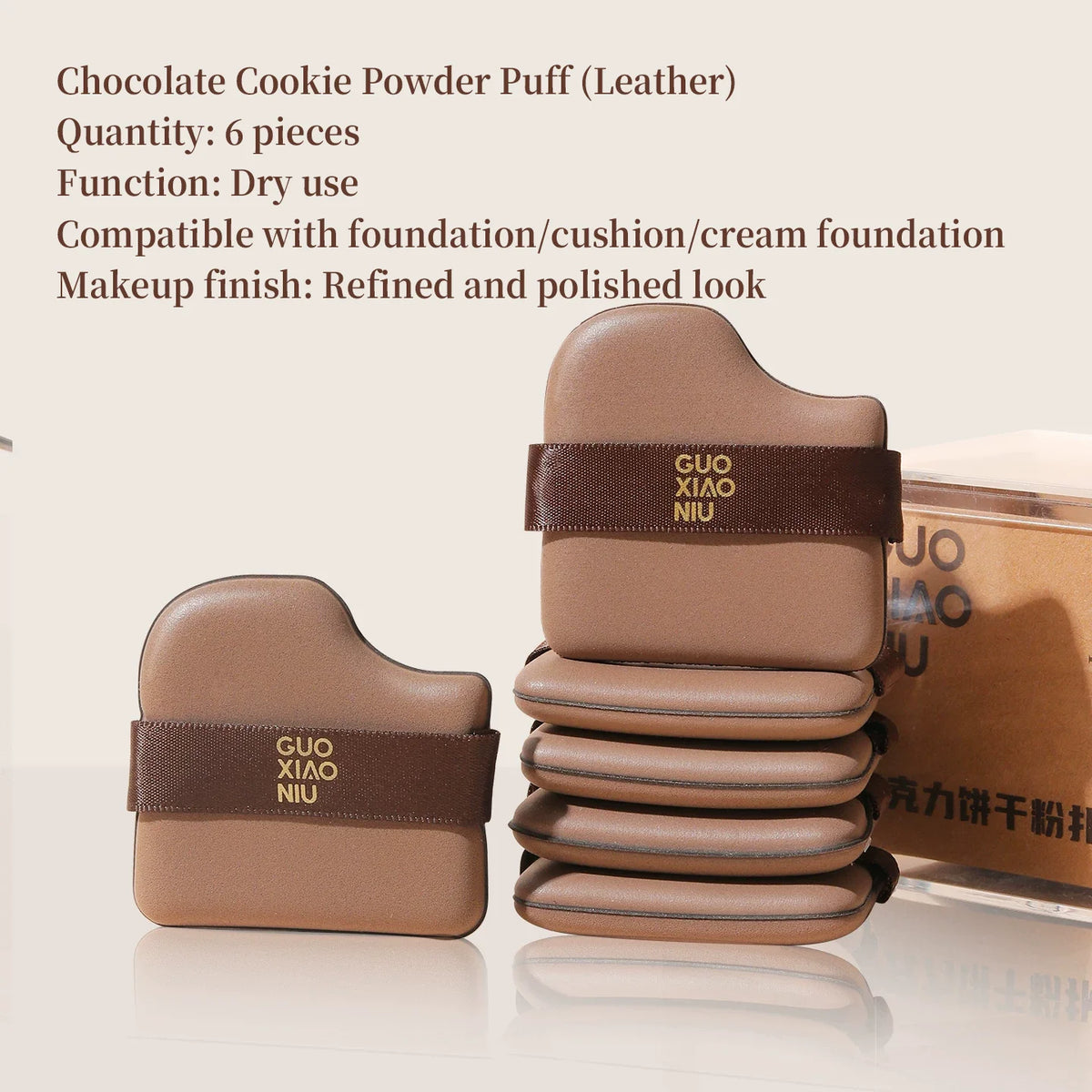 Cushion Powder Puff Set Wet & Dry Sponge Applicator 5–6 Pcs Makeup Sponge Puff HIP Leather 6pcs
