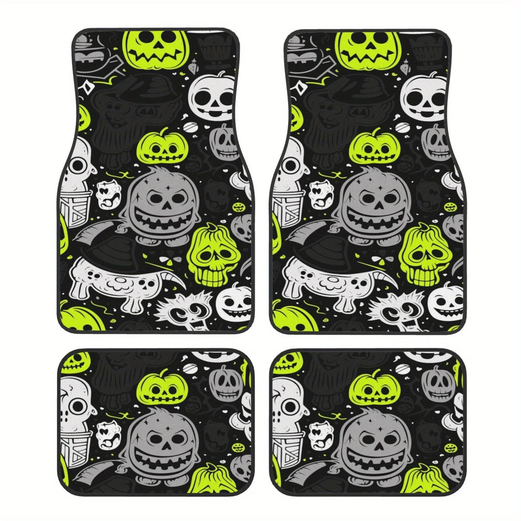 Halloween Car Floor Mats – Green & Black Set of 4 Sedans Car Floor Mats HIP black One Size