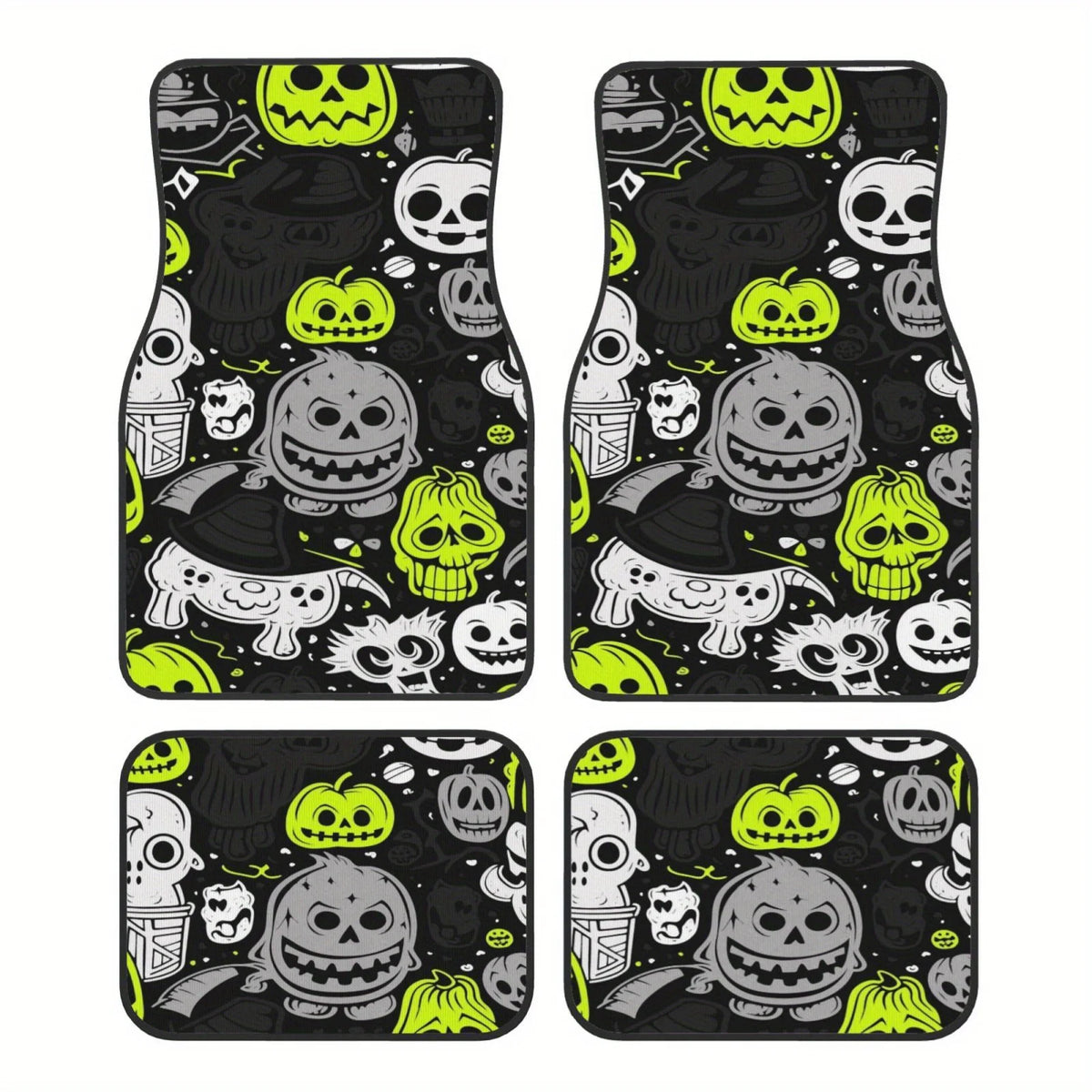 Halloween Car Floor Mats – Green & Black Set of 4 Sedans Car Floor Mats HIP black One Size