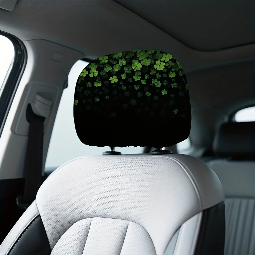 2-Pack Green Shamrock Car Headrest Covers – Universal Fit Car Headrest Covers HIP