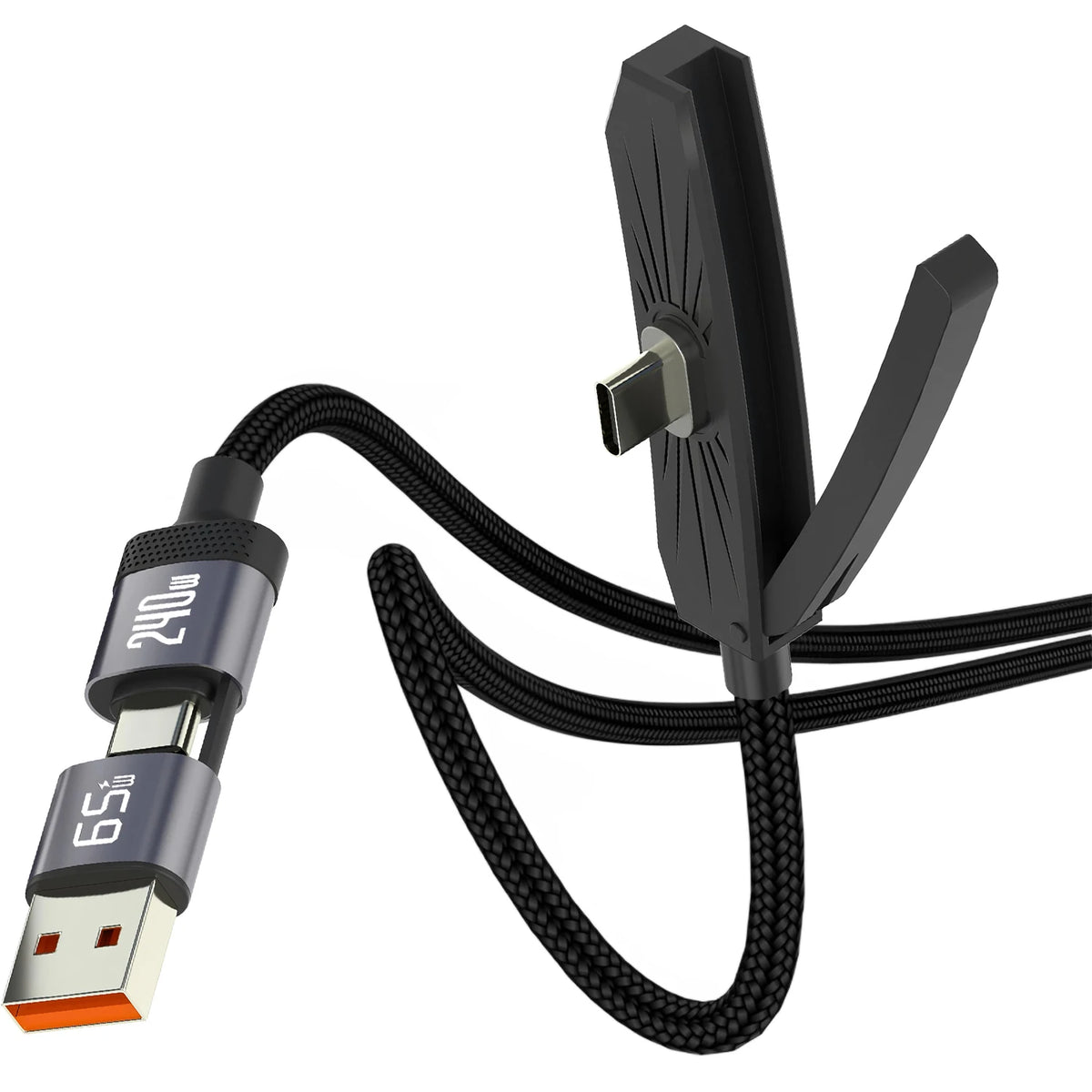 2-in-1 USB-C Fast Charge Cable & Foldable Phone Stand USB-C Charging Cable HIP