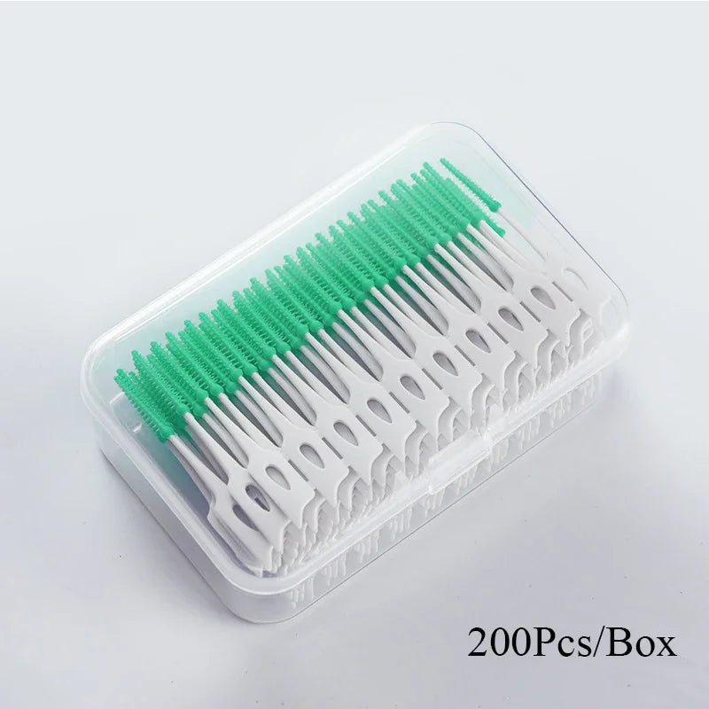 Silicone Interdental Brushes 40–200 Pack | Between-Teeth Care Interdental Brush HIP C623-green 200Pcs