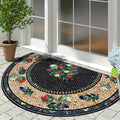 Vintage Mosaic Half Round Doormat – Non-Slip Entry Rug Half Round Doormat HIP 2 40x60cm-Felt