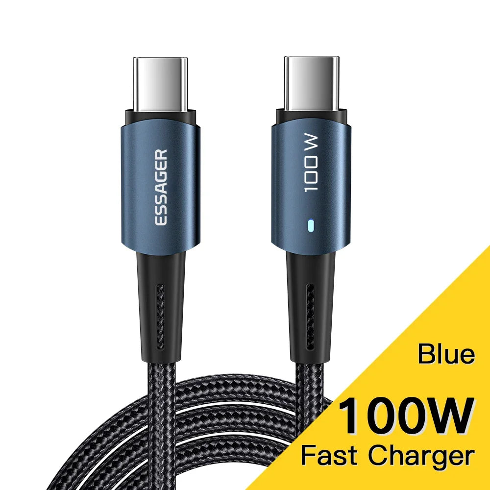 Essager PD 100W USB-C to USB-C Fast Charging Cable with LED USB-C Charging Cable HIP