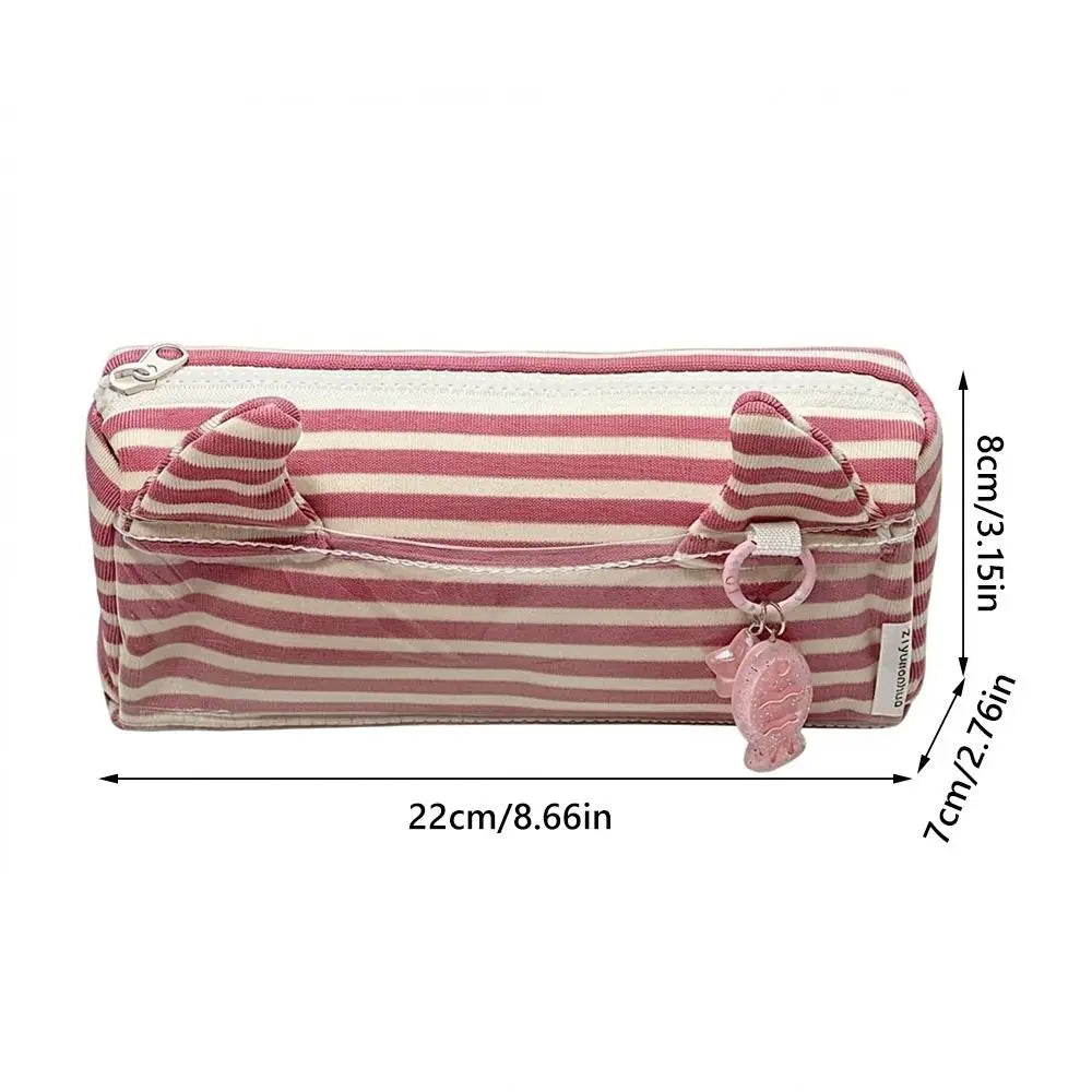 Pink Cat Ear Pencil Case – Large Capacity Canvas Pen Bag Canvas Pencil Case HIP