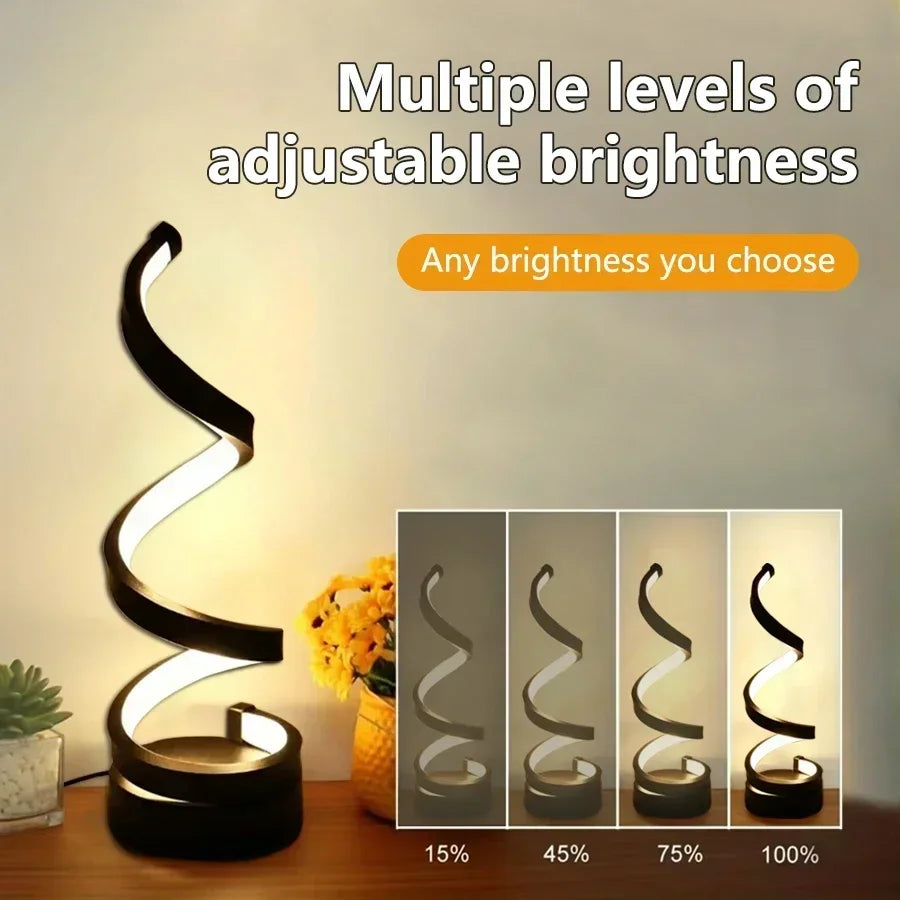 Modern Minimalist Spiral LED Table Lamp Bedside Night Light 3 Color Dimmable Desk Lamp For Bar Cafe Bedroom Living Room Lighting HIP