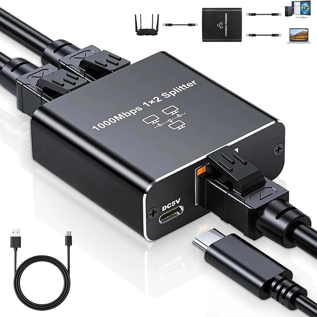 RJ45 Network Splitter 1 IN 4 OUT – 1000Mbps Gigabit Adapter Ethernet Network Splitter HIP