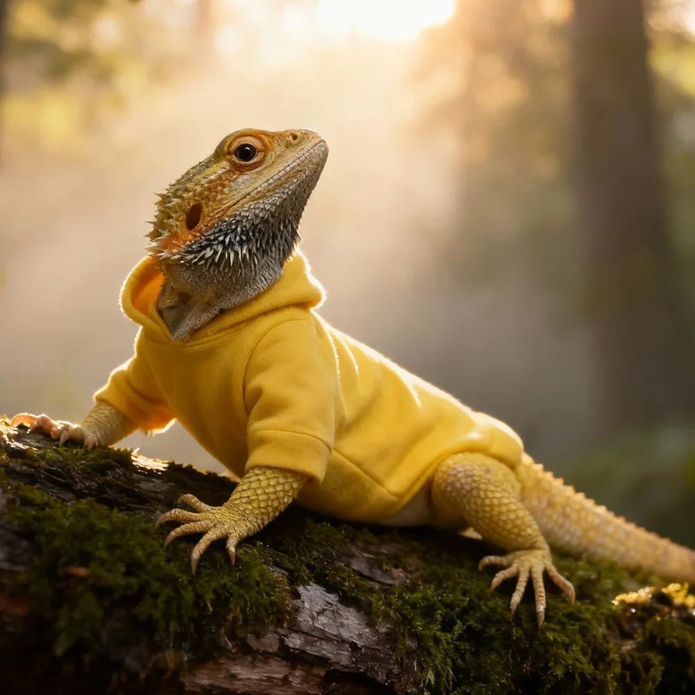 Warm Pet Sweater Hoodie Coat Apparel For Bearded Dragons Lizards Reptiles Chameleons Geckos Hamster Small Animals Photo Prop HIP Yellow