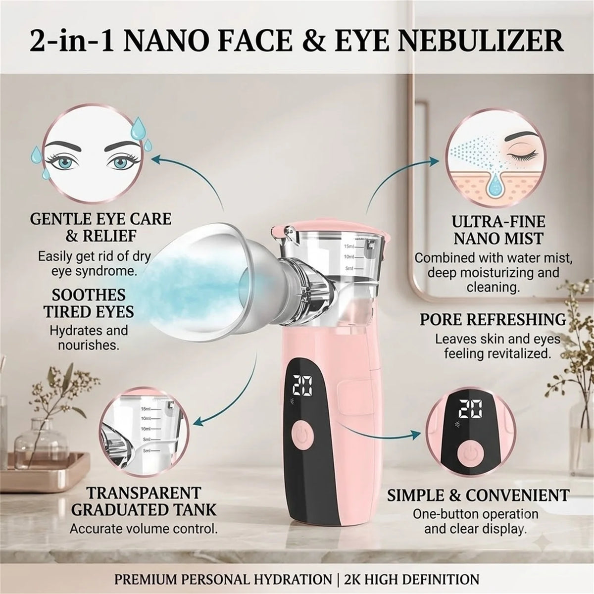 Mesh Nebulizer Facial Sprayer – Deep Hydration Skin Mist Facial Mist Sprayer HIP