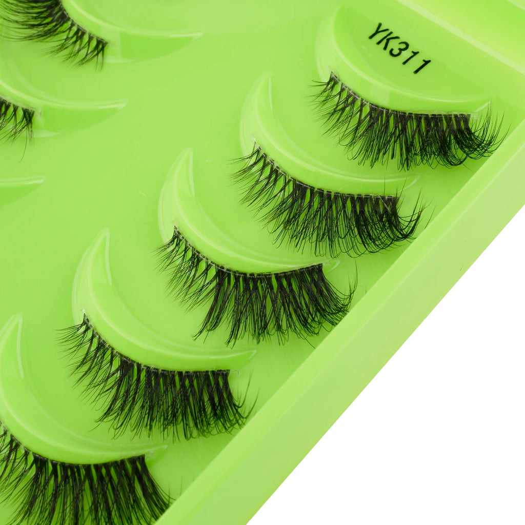 YSDO Fox Half Eye Lashes Soft Natural Faux Mink Eyelashes Fake Lashes Natural Look Short Wispy Clear Band Lash Makeup Multipack HIP