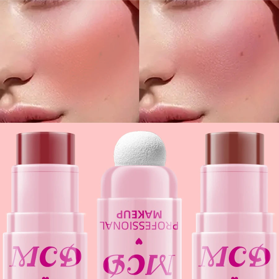 6Colors Makeup Blush Stick Lip Tinted Cooling Water Jelly Tint Jelly Blush Stick Bronzer Cheek and Nose Grooming Matte Blush HIP