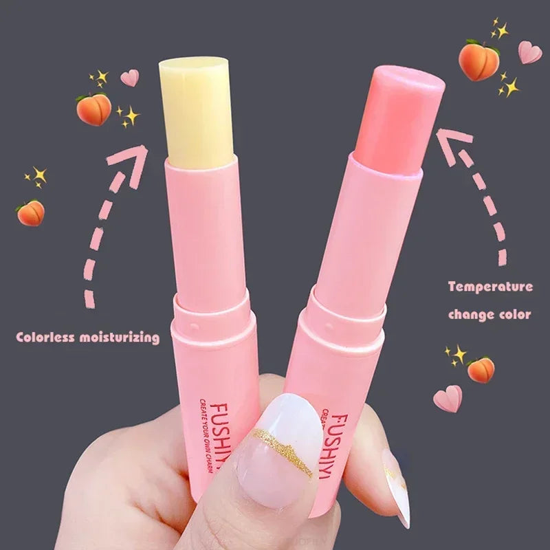 Peach Lip Balm Colorless Long-lasting Moisturizing Lipstick Temperature Change Color Lipgloss Anti-drying Hydration Lip Care HIP