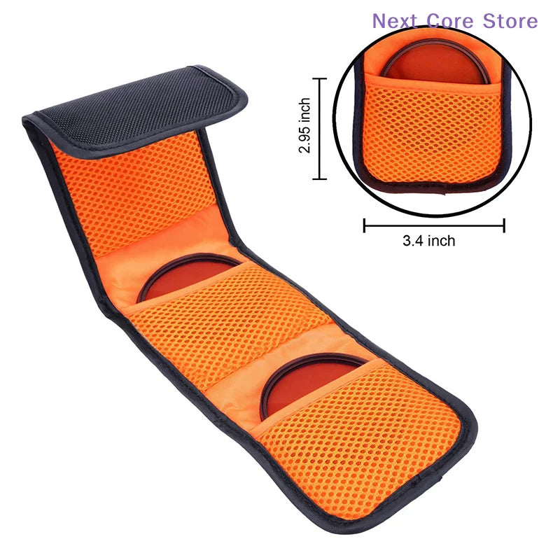 3-Pocket Lens Filter Bag – 82mm ND UV CPL Filter Wallet Case Lens Filter Wallet HIP