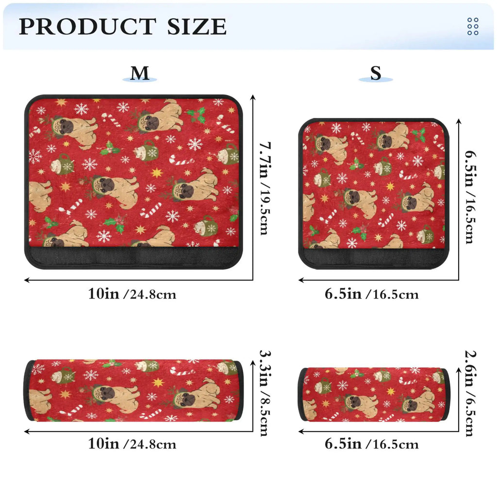 2-Pack Flannel Seat Belt Covers – Christmas Pug Pattern Seat Belt Cover HIP