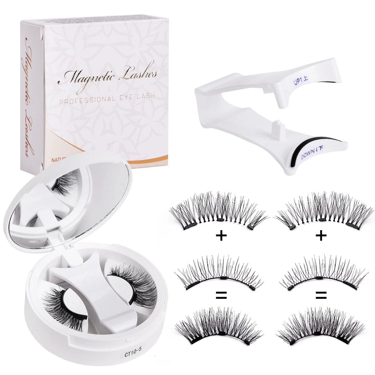 Magnetic Eyelashes Set Reusable Easy to use Eyelash Extension Tools Natural Curler False Eyelashes With Magnetic Tweezers HIP CT-05