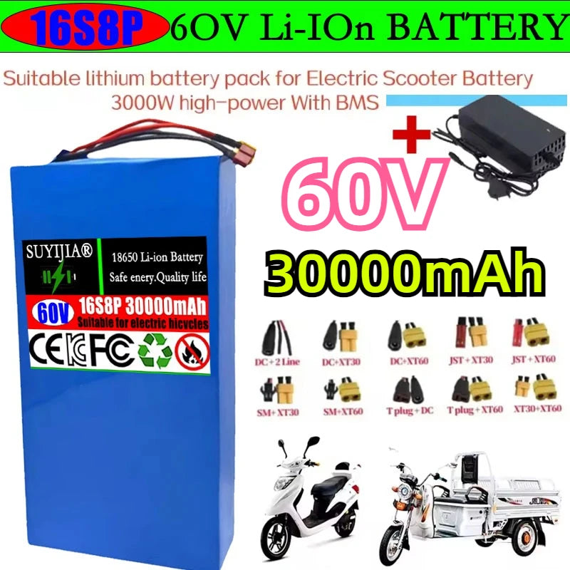 60V 30Ah Lithium-Ion Battery Pack 16S8P Built-In BMS | SUYIJIA Lithium Battery Pack HIP
