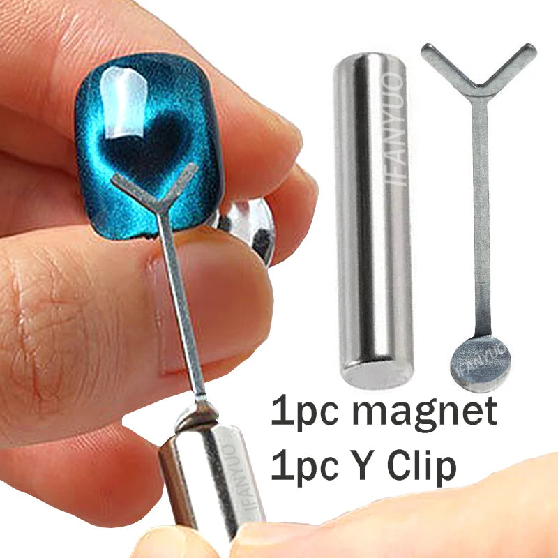 Love Cat's Eye New Nail Tool Special Y-shape Clip Magnet Wire Magnet Stick Bar Combination Magnetic Nail Art Accessories Tools HIP B Silver and Magnet